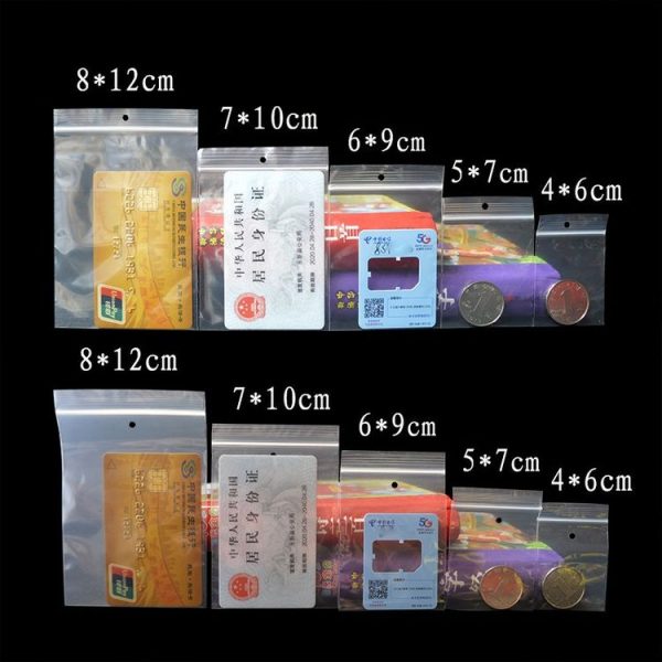 4 x 6cm 100pcs Perforated Ziplock Bag Thickened Transparent Packaging Bag Plastic Sealed Bag (Upper Hole) - Image 3