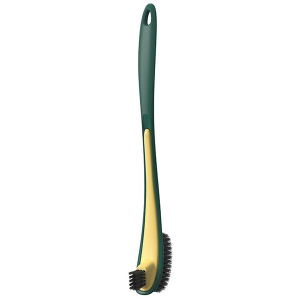 Double-sided Soft Hair Toilet Brush Toilet Long Handle Cleaning Brush (Dark Green)