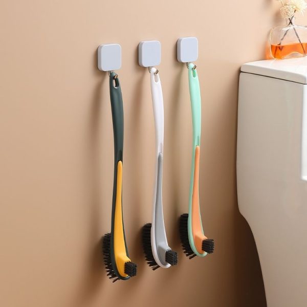Double-sided Soft Hair Toilet Brush Toilet Long Handle Cleaning Brush (Dark Green) - Image 2