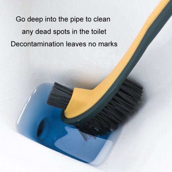 Double-sided Soft Hair Toilet Brush Toilet Long Handle Cleaning Brush (Dark Green) - Image 3