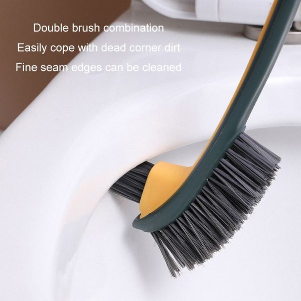 Double-sided Soft Hair Toilet Brush Toilet Long Handle Cleaning Brush (Dark Green) - Image 4