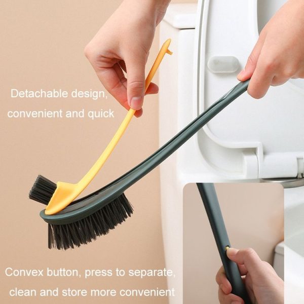 Double-sided Soft Hair Toilet Brush Toilet Long Handle Cleaning Brush (Dark Green) - Image 5