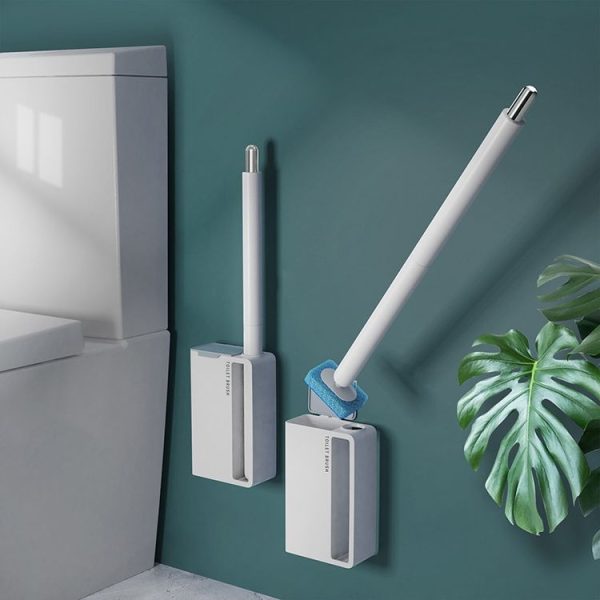 Household Wall Mounted Long Handle Disposable Toilet Brush Set (White) - Image 11