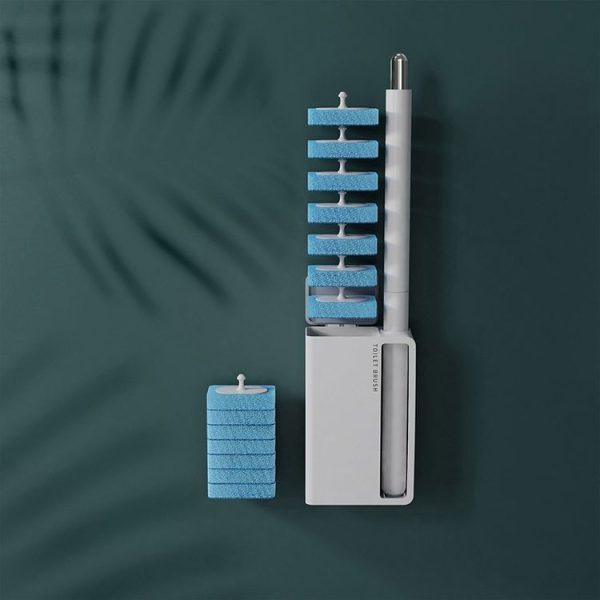 Household Wall Mounted Long Handle Disposable Toilet Brush Set (White) - Image 2