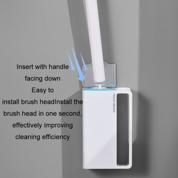 Household Wall Mounted Long Handle Disposable Toilet Brush Set (White) - Image 4