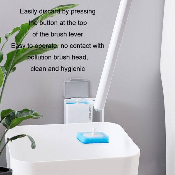 Household Wall Mounted Long Handle Disposable Toilet Brush Set (White) - Image 5