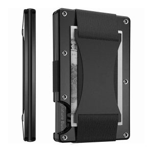 Credit Card Holder Wallets RFID Blocking Slim Metal Card Clip, Color: Black
