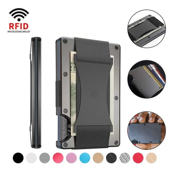 Credit Card Holder Wallets RFID Blocking Slim Metal Card Clip, Color: Black - Image 2