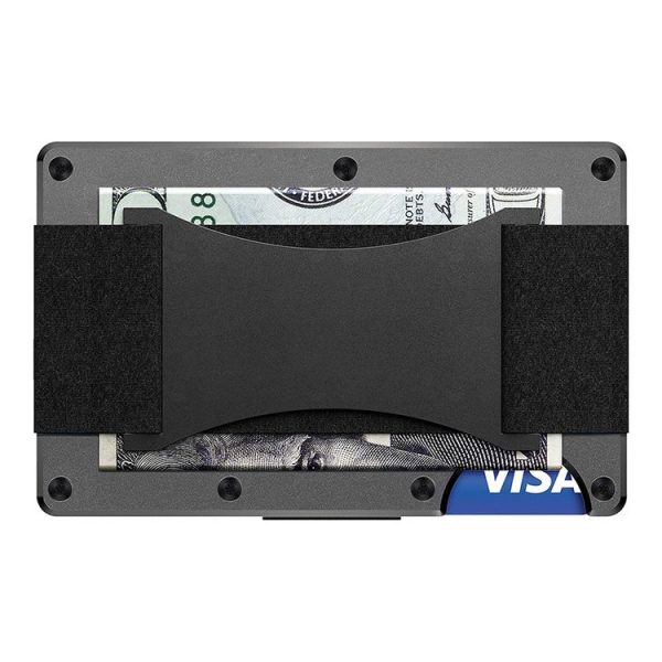 Credit Card Holder Wallets RFID Blocking Slim Metal Card Clip, Color: Black - Image 3
