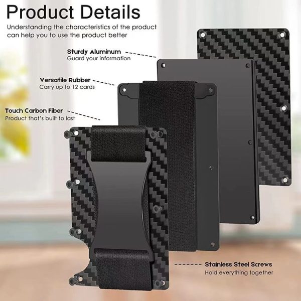 Credit Card Holder Wallets RFID Blocking Slim Metal Card Clip, Color: Black - Image 4