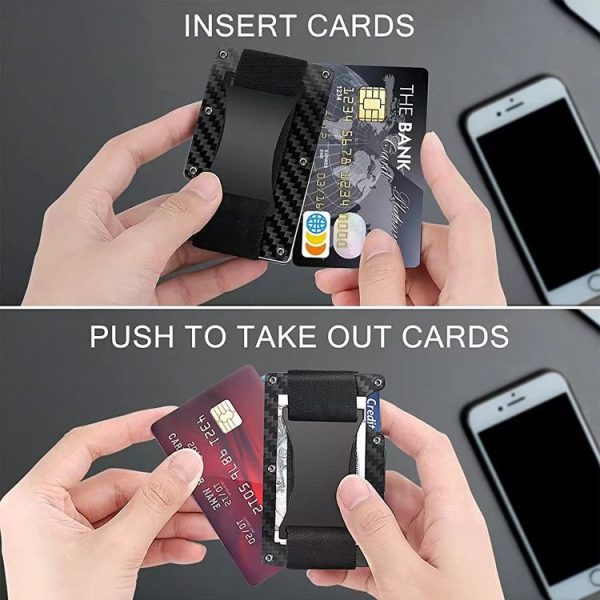 Credit Card Holder Wallets RFID Blocking Slim Metal Card Clip, Color: Black - Image 5