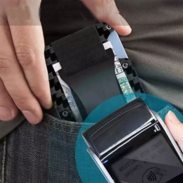 Credit Card Holder Wallets RFID Blocking Slim Metal Card Clip, Color: Black - Image 8
