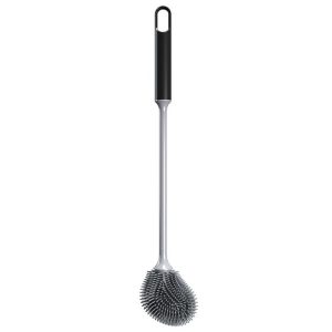 Long Handle Household Toilet Soft Rubber Toilet Cleaning Brush (Black)
