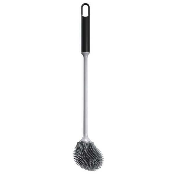 Long Handle Household Toilet Soft Rubber Toilet Cleaning Brush (Black)