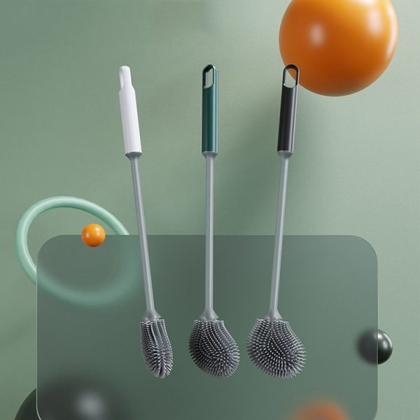 Long Handle Household Toilet Soft Rubber Toilet Cleaning Brush (Black) - Image 2