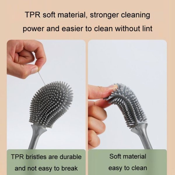 Long Handle Household Toilet Soft Rubber Toilet Cleaning Brush (Black) - Image 3