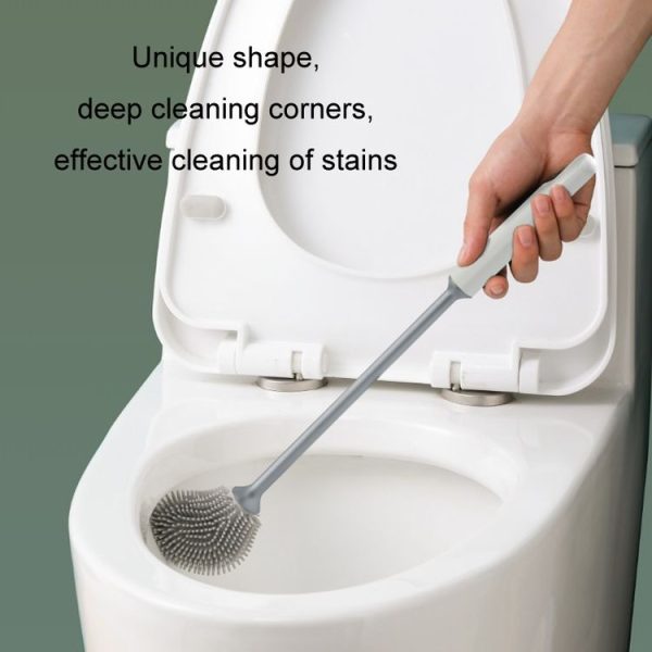 Long Handle Household Toilet Soft Rubber Toilet Cleaning Brush (Black) - Image 4