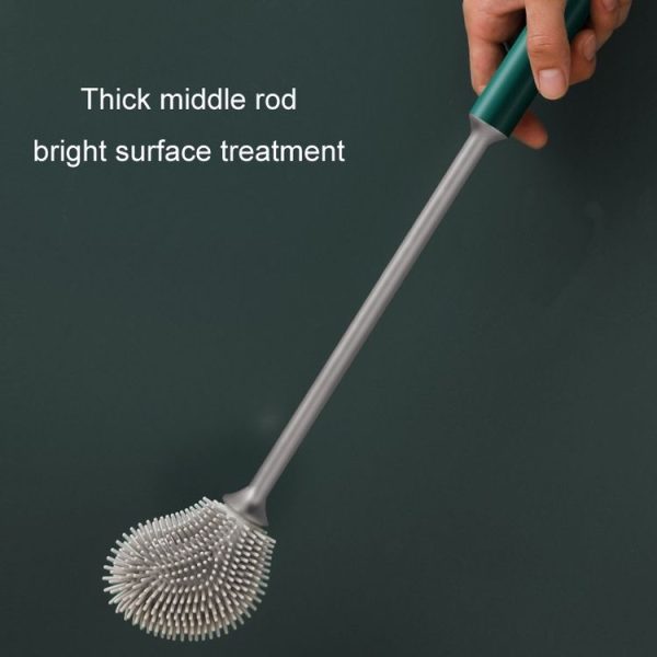 Long Handle Household Toilet Soft Rubber Toilet Cleaning Brush (Black) - Image 5