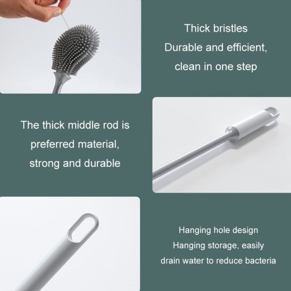 Long Handle Household Toilet Soft Rubber Toilet Cleaning Brush (Black) - Image 6