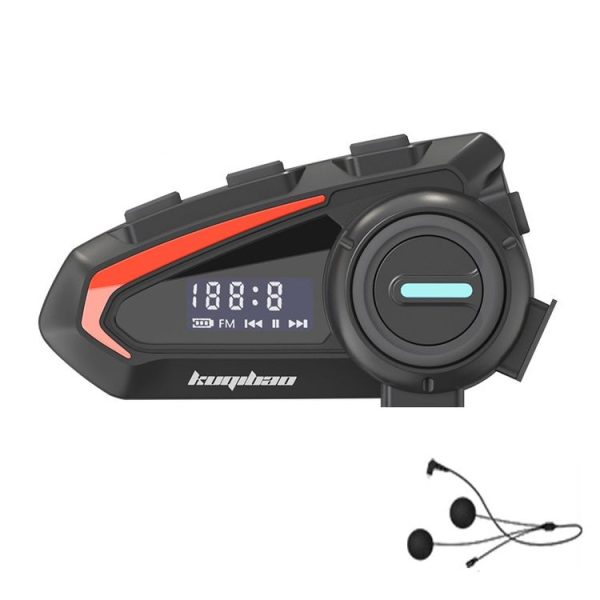 KUQIBAO Motorcycle Helmet Waterproof Bluetooth Headset With Screen (Hard Microphone)