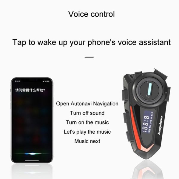 KUQIBAO Motorcycle Helmet Waterproof Bluetooth Headset With Screen (Hard Microphone) - Image 4