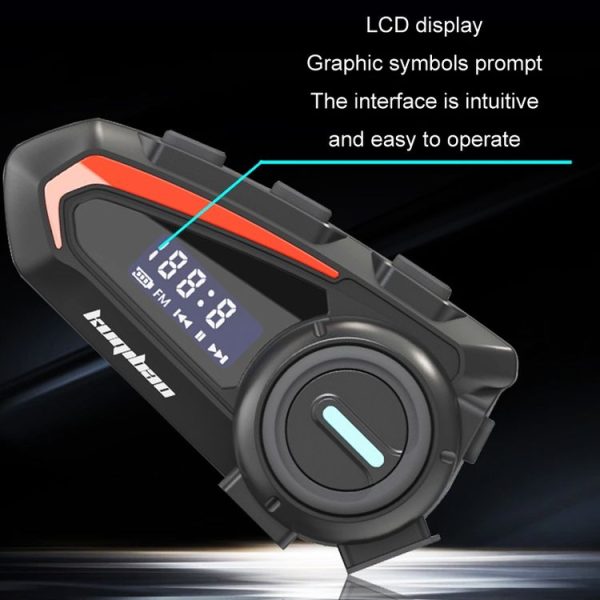 KUQIBAO Motorcycle Helmet Waterproof Bluetooth Headset With Screen (Hard Microphone) - Image 9