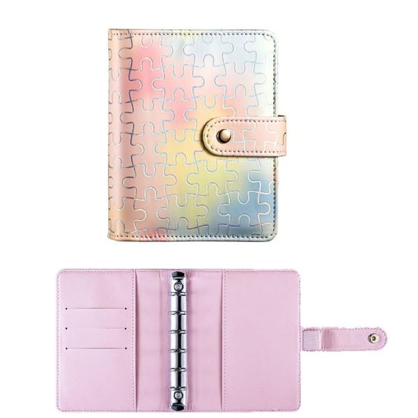 A7 Puzzle Pattern Hand Account Notebook Pocket Diary Book Loose-Leaf Cash Budget Book Only Shell Pink Yellow Blue