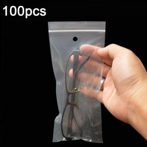 100pcs Perforated Ziplock Bag Thickened Transparent Packaging Bag Plastic Sealed Bag 8 x 18cm 12 Silk Lower Hole