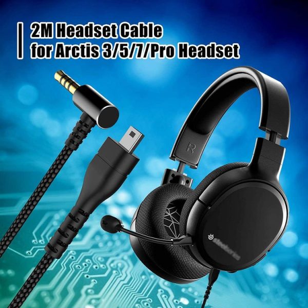 SteelSeries Arctis 3 5 7 Pro Nylon Weaving Game Headset Cable (Black) - Image 2