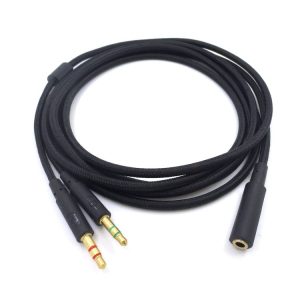 2m For Kingston Skyline Alpha Cloud II 3.5mm 2 In 1 Audio Cable (Black)