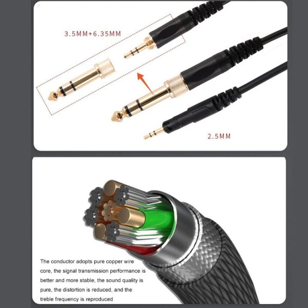 2m For ATH-M50X / M40X / M60X / M70X Headset Audio Cable Replacement Cable (Black) - Image 5