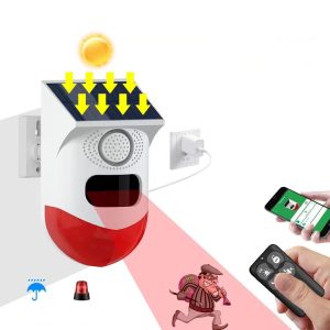 CT80WR Tuya WiFi Model Infrared Motion Detector Solar Outdoor PIR Wireless Strobe Siren Detector Sound Alarm