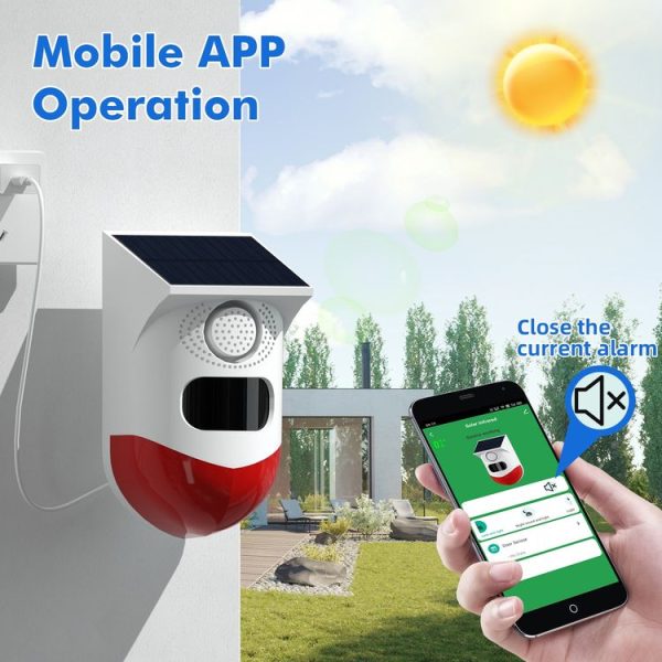 CT80WR Tuya WiFi Model Infrared Motion Detector Solar Outdoor PIR Wireless Strobe Siren Detector Sound Alarm - Image 2