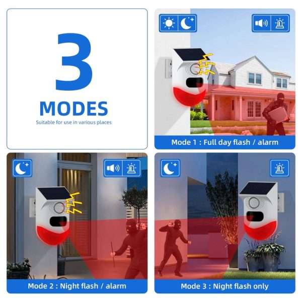 CT80WR Tuya WiFi Model Infrared Motion Detector Solar Outdoor PIR Wireless Strobe Siren Detector Sound Alarm - Image 3