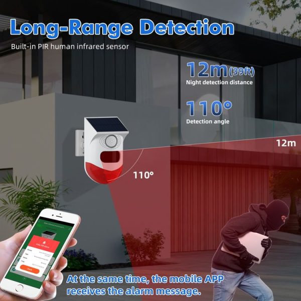 CT80WR Tuya WiFi Model Infrared Motion Detector Solar Outdoor PIR Wireless Strobe Siren Detector Sound Alarm - Image 7