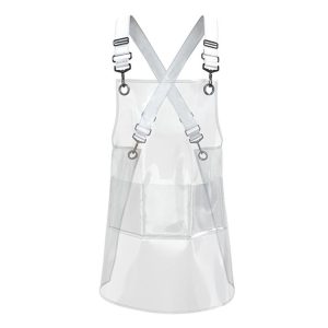 30 Silk Short 60cm Transparent TPU Apron Solid Color Webbing Adjustable Work Apron (Transparent + White Webbing)