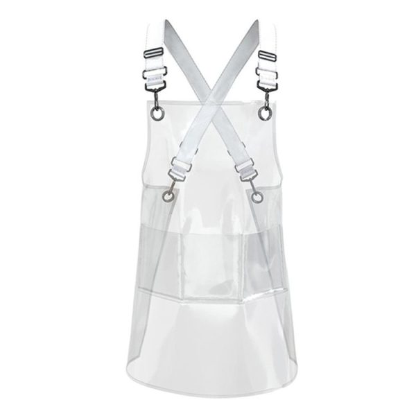 30 Silk Short 60cm Transparent TPU Apron Solid Color Webbing Adjustable Work Apron (Transparent + White Webbing)