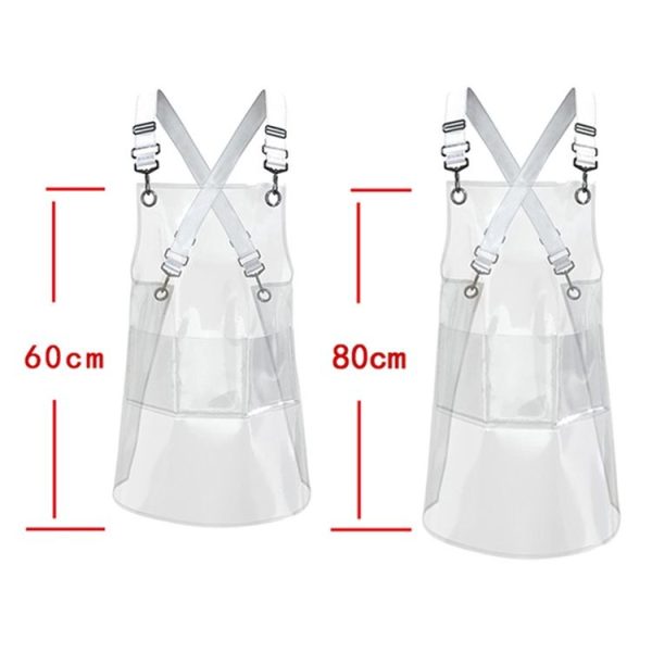 30 Silk Short 60cm Transparent TPU Apron Solid Color Webbing Adjustable Work Apron (Transparent + White Webbing) - Image 3