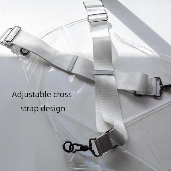 30 Silk Short 60cm Transparent TPU Apron Solid Color Webbing Adjustable Work Apron (Transparent + White Webbing) - Image 5