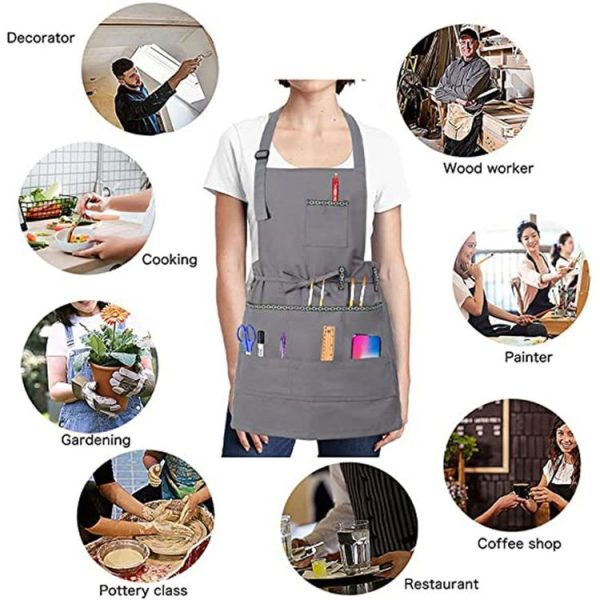 Polyester Oil Painting Art Paint Work Clothes Apron (Black) - Image 4