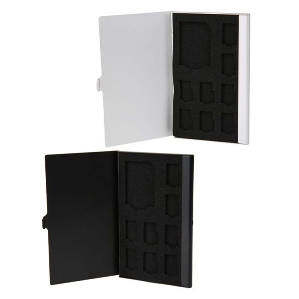 1SD+ 8TF Aluminum Micro SD Cards Holder Pin Storage Box 9 solts for SD / SIM / TF Memory Card (Silver) - Image 4