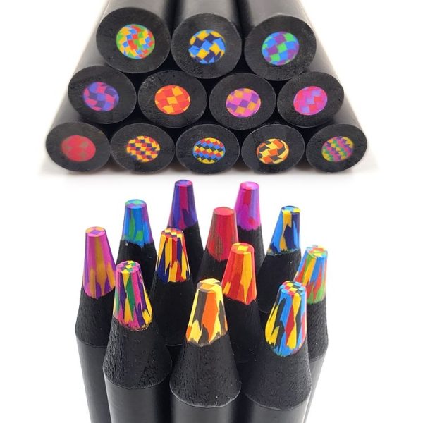 12pcs / Set Rainbow Pencils Wooden Colored Pencil For Kids Adults Art Drawing - Image 2