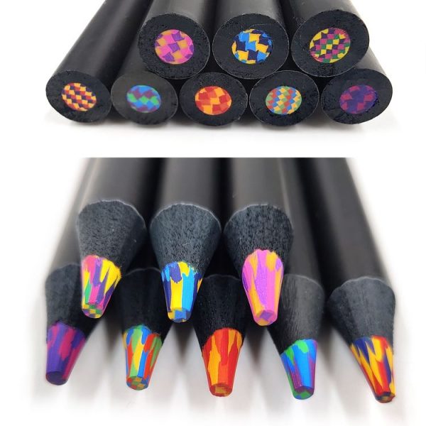 8 In 1 Rainbow Pencils Set Wooden Colored Pencil for Kids Adults Art Drawing - Image 3