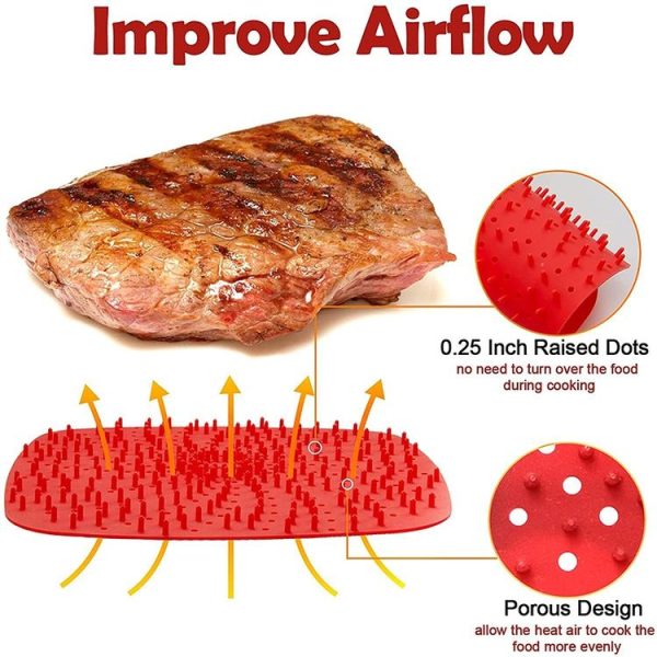 Air Fryer Reusable Silicone Liner Mat Non-Stick Steamer Pad Kitchen Accessories Round 20cm Black - Image 4