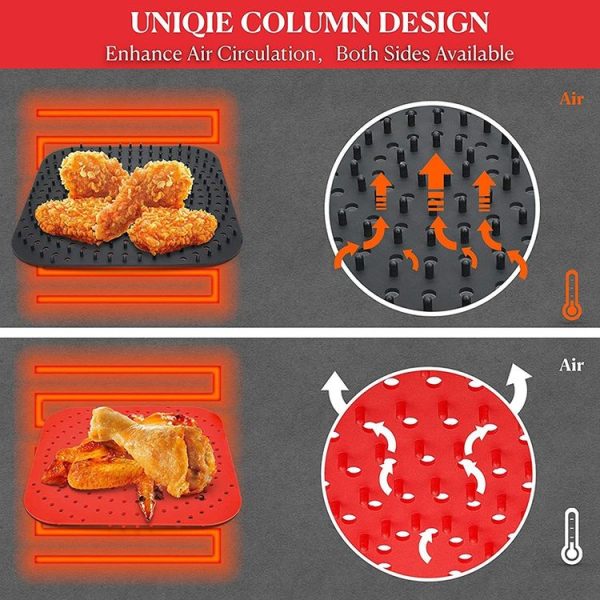 Air Fryer Reusable Silicone Liner Mat Non-Stick Steamer Pad Kitchen Accessories Round 20cm Black - Image 5