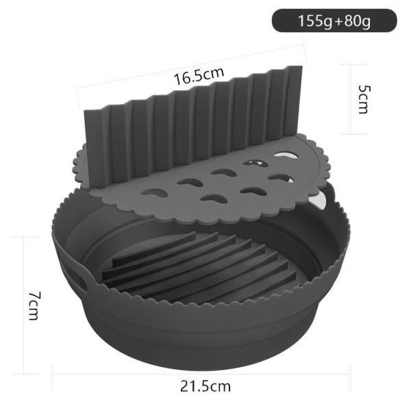 Round 2 Layer Air Fryer Silicone Basket Reusable Foldabl Air Fryer Mold Liner Tray (Gray) - Image 3