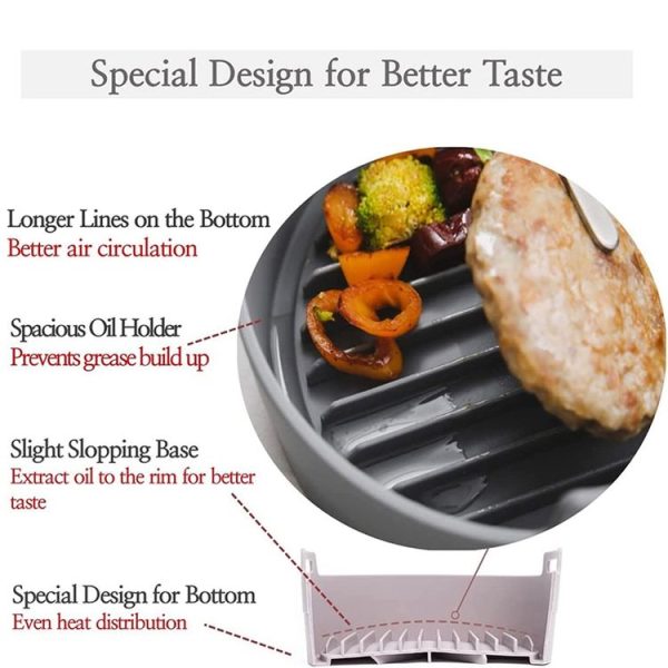 Round 2 Layer Air Fryer Silicone Basket Reusable Foldabl Air Fryer Mold Liner Tray (Gray) - Image 5