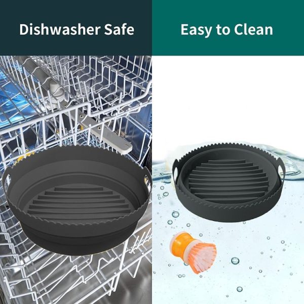 Round 2 Layer Air Fryer Silicone Basket Reusable Foldabl Air Fryer Mold Liner Tray (Gray) - Image 6