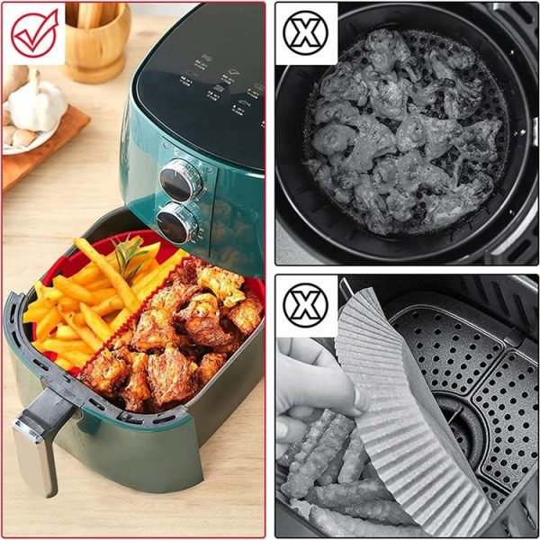 Round 2 Layer Air Fryer Silicone Basket Reusable Foldabl Air Fryer Mold Liner Tray (Gray) - Image 7