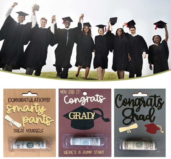 Creative Wooden Happy Graduation Greeting Cards Party Celebrations Congrats Card with Money Holder (Red) - Image 2